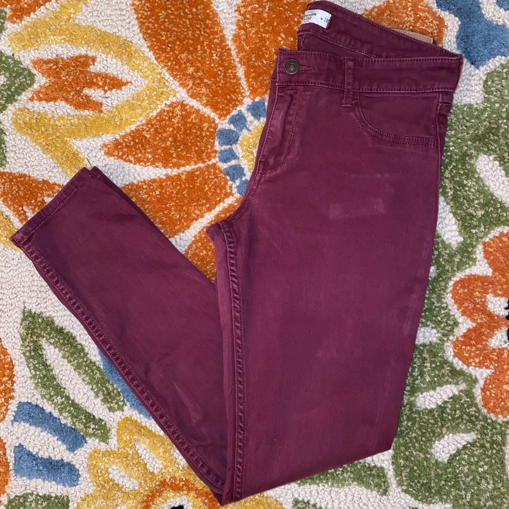 Abercrombie Maroon Burgundy Skinny Jeans